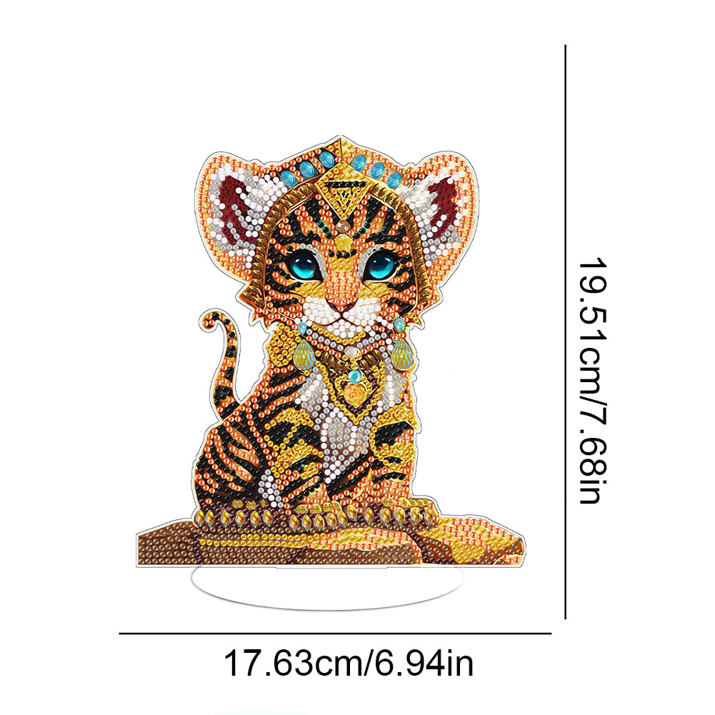 Desktop Diamond Art Kits Colorful Cute Animal Bedroom Table Decoration (Tiger)