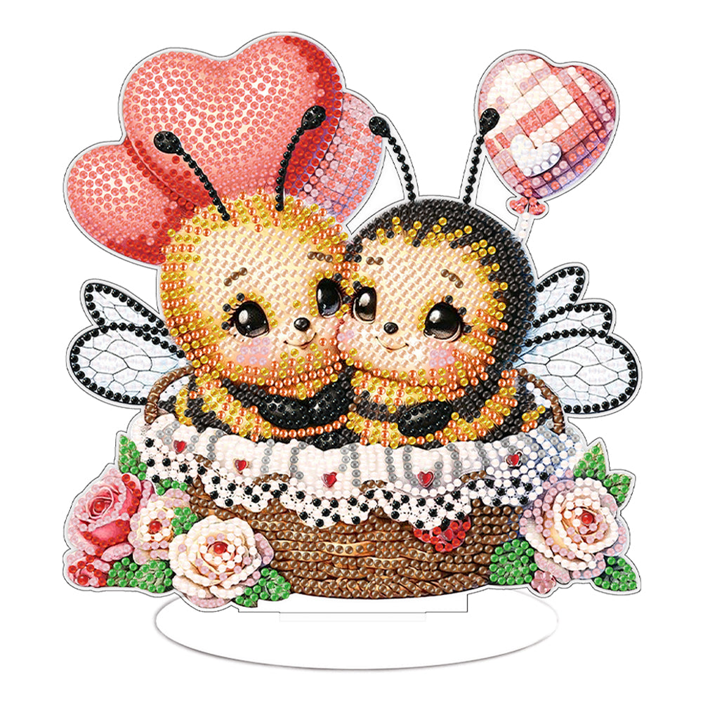 Desktop Diamond Art Kits Colorful Animal Bedroom Table Decoration (Heart Bee)