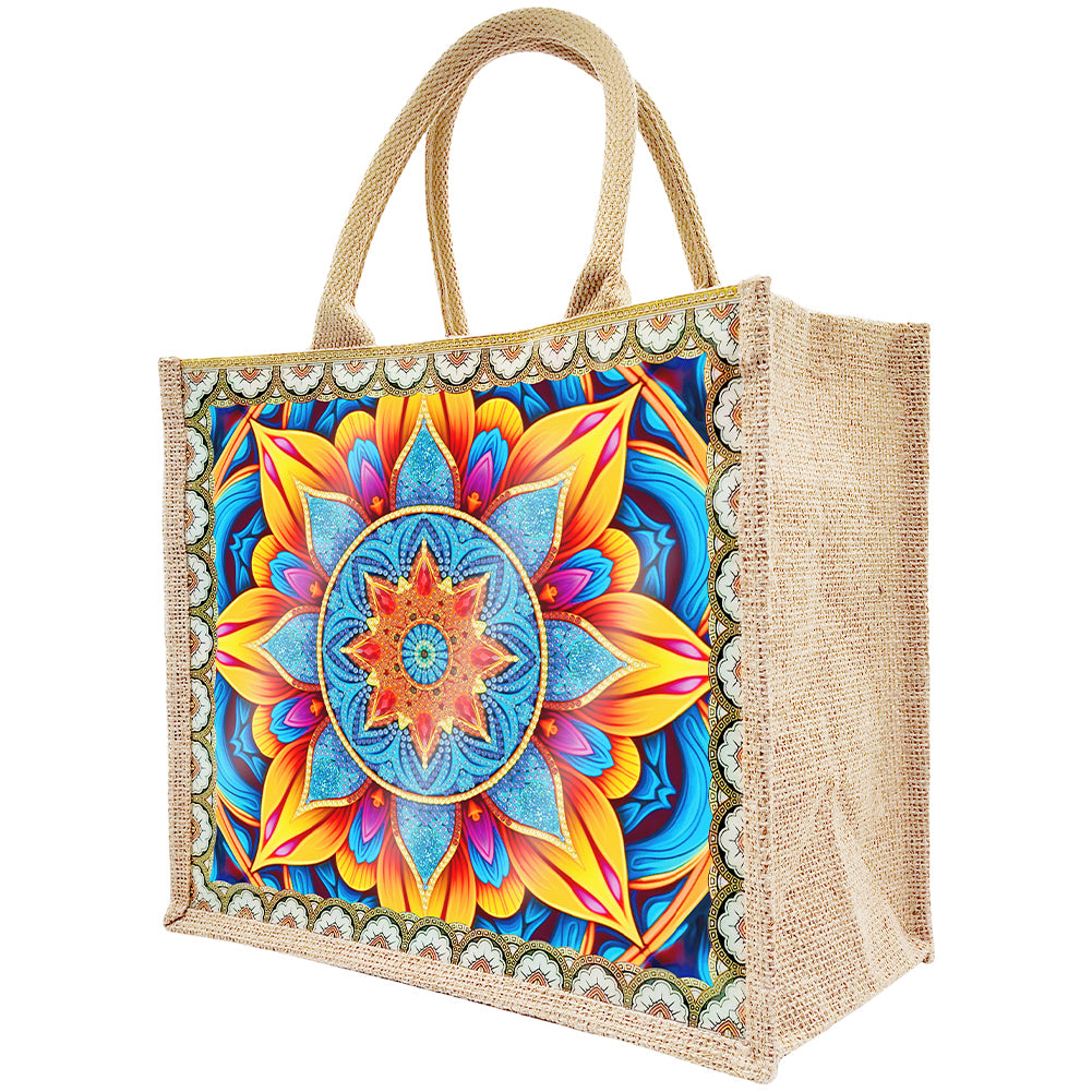 Linen DIY Flower Diamond Painting Purses for Women Adults Kids Craft (Mandala)