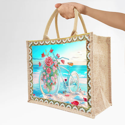 Linen DIY Flower Diamond Painting Purses for Women Adults Kids Girl Craft (Sea)
