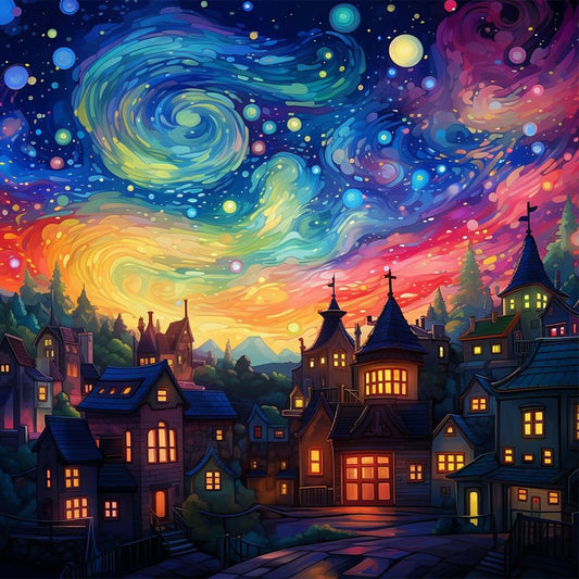 Fantasy World¡¤Night Of Colorful Clouds - Full Round Drill Diamond Painting 30*30CM