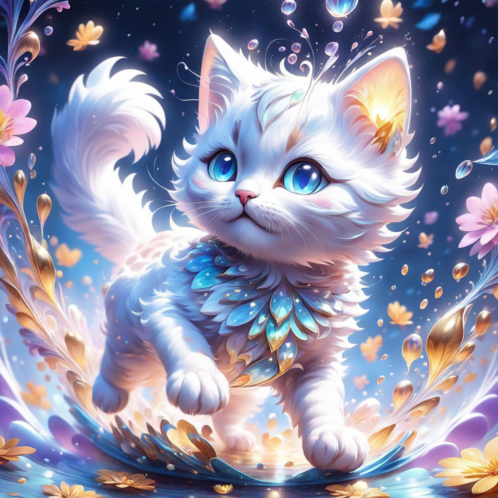 White Cat - Full Round Drill Diamond Painting 30*30CM