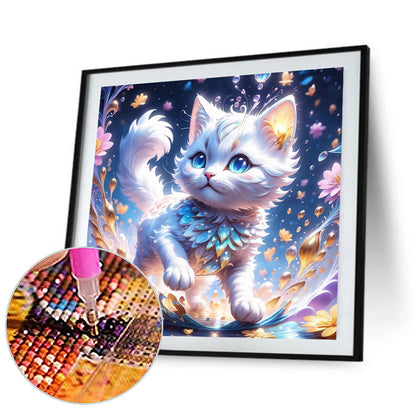 White Cat - Full Round Drill Diamond Painting 30*30CM