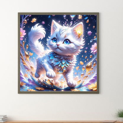 White Cat - Full Round Drill Diamond Painting 30*30CM