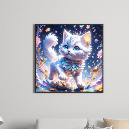 White Cat - Full Round Drill Diamond Painting 30*30CM