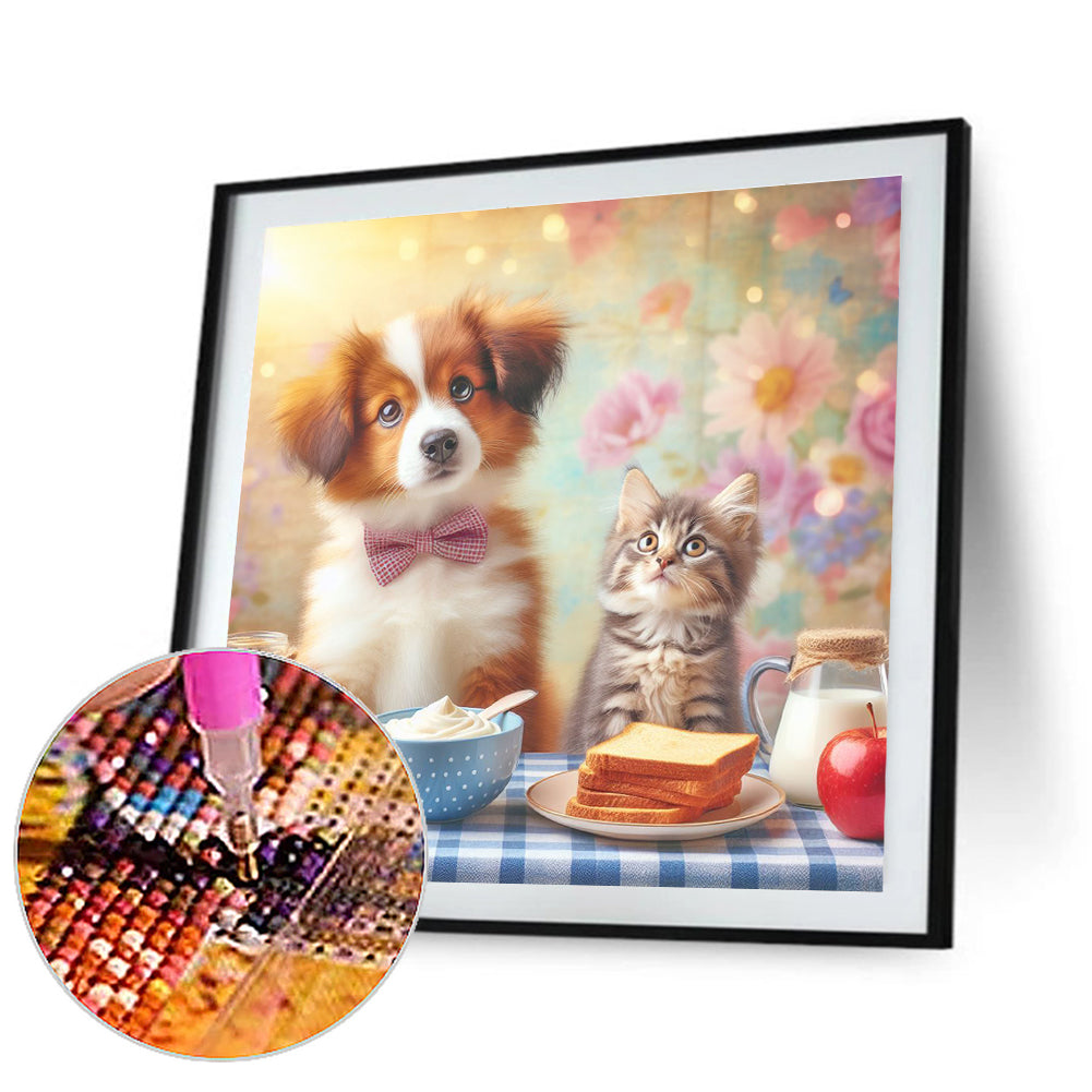 Dogs And Cats - Full Round Drill Diamond Painting 30*30CM