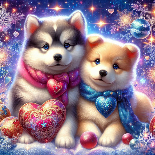 Dog And Dog - Full Round Drill Diamond Painting 30*30CM