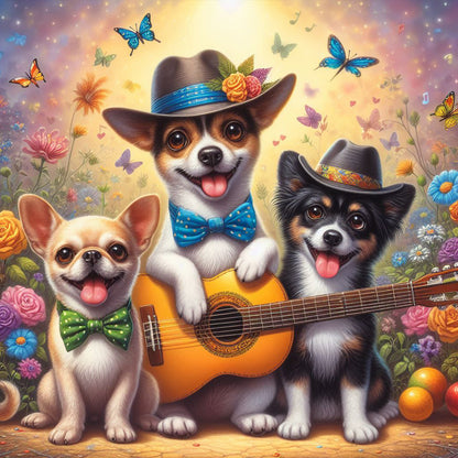 Music And Dogs - Full Round Drill Diamond Painting 30*30CM