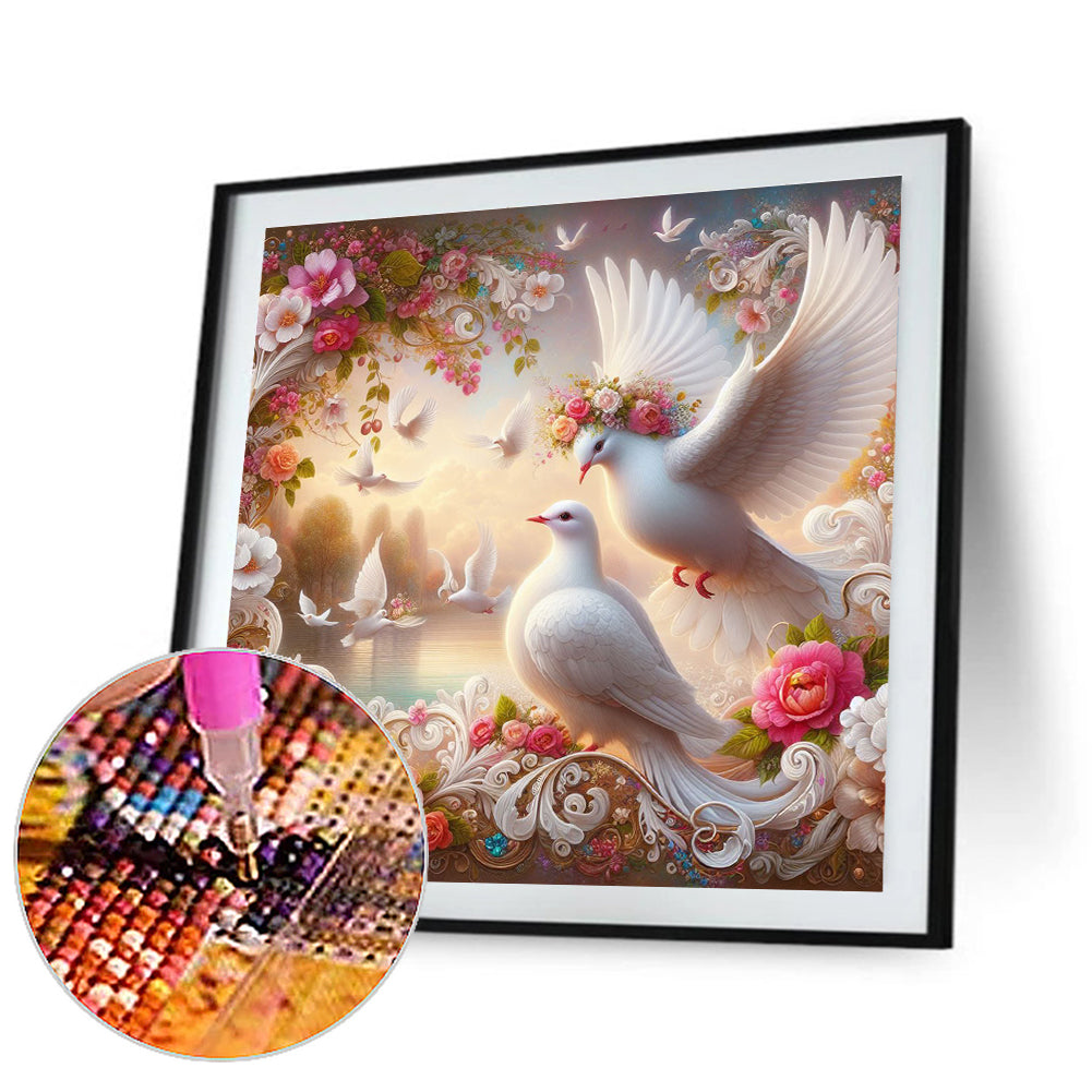 Garden Dove - Full Round Drill Diamond Painting 30*30CM
