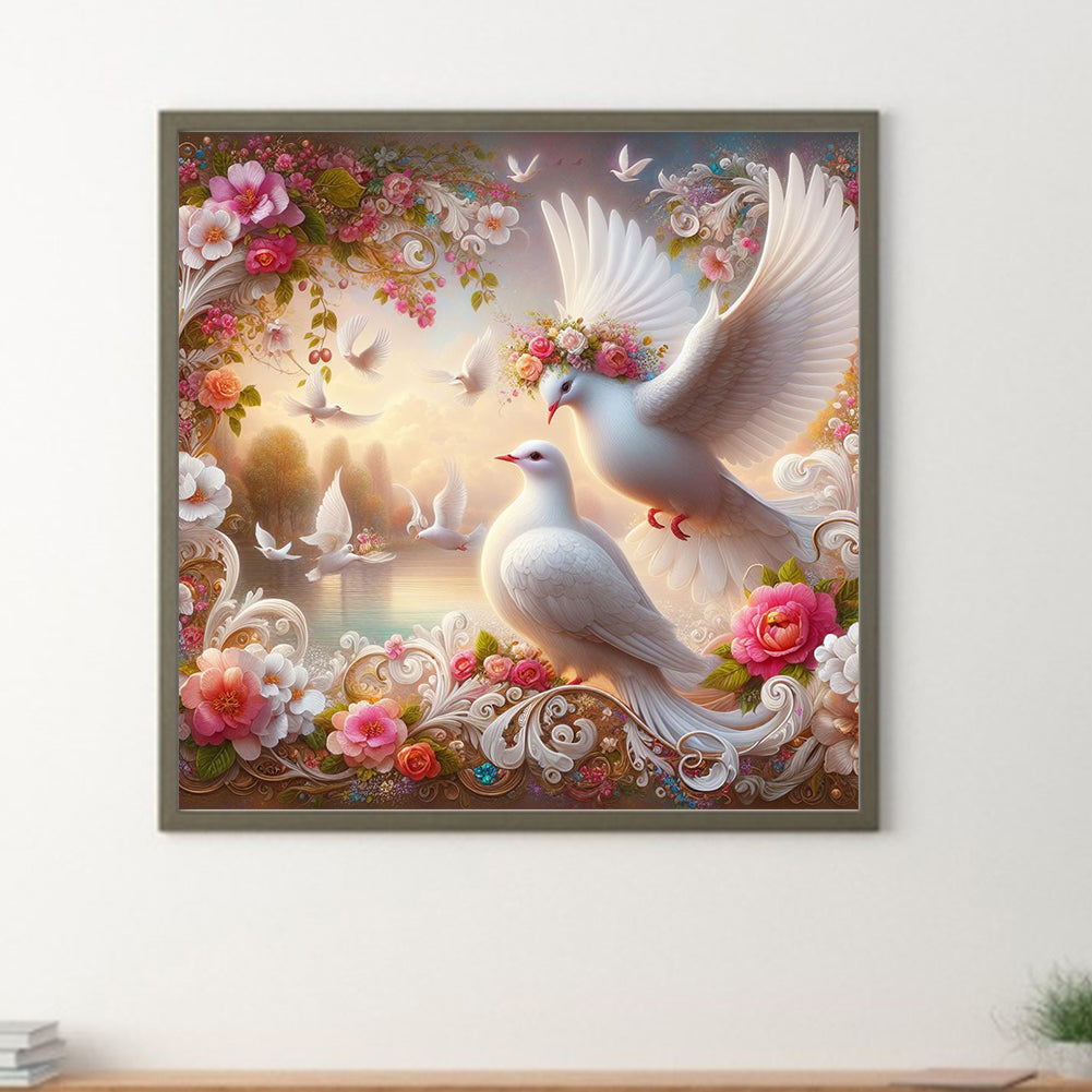 Garden Dove - Full Round Drill Diamond Painting 30*30CM