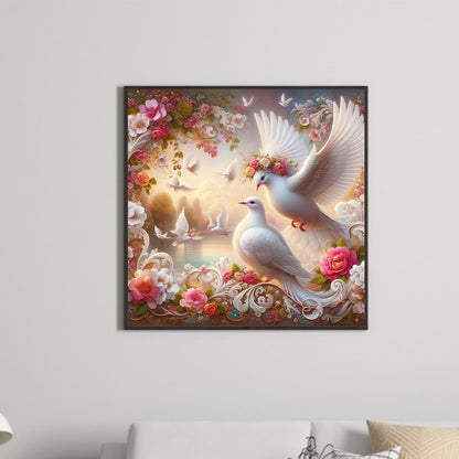 Garden Dove - Full Round Drill Diamond Painting 30*30CM