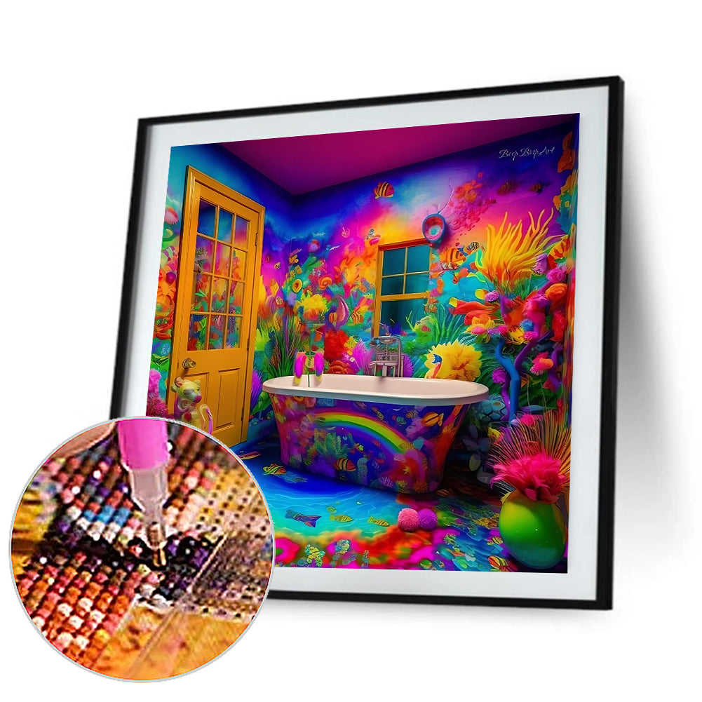 Colorful Bathroom - Full Round Drill Diamond Painting 30*30CM