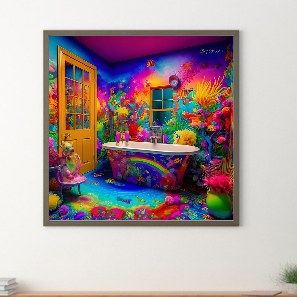 Colorful Bathroom - Full Round Drill Diamond Painting 30*30CM