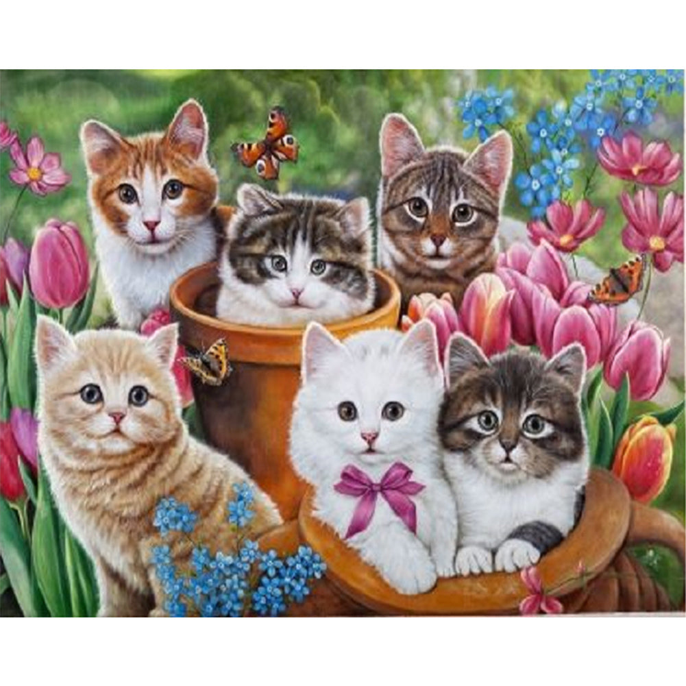 Litter Of Kittens - Full Square Drill Diamond Painting 50*40CM