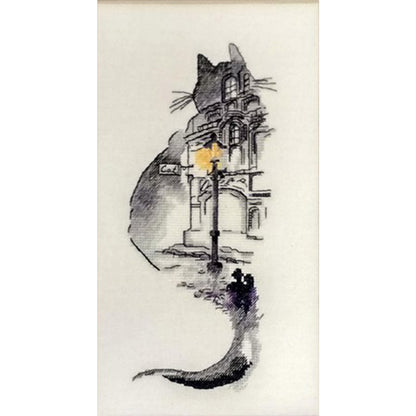 Ink Architectural Cat - 18CT Counted Cross Stitch 30*55CM