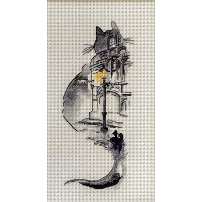 Ink Architectural Cat - 18CT Counted Cross Stitch 30*55CM