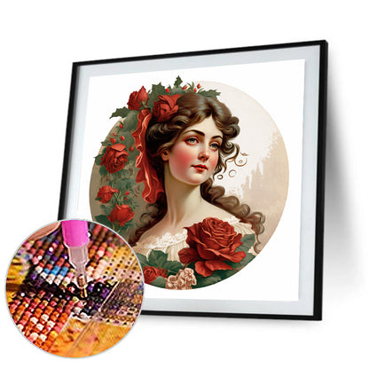 French Rose Lady - Full Round Drill Diamond Painting 30*30CM