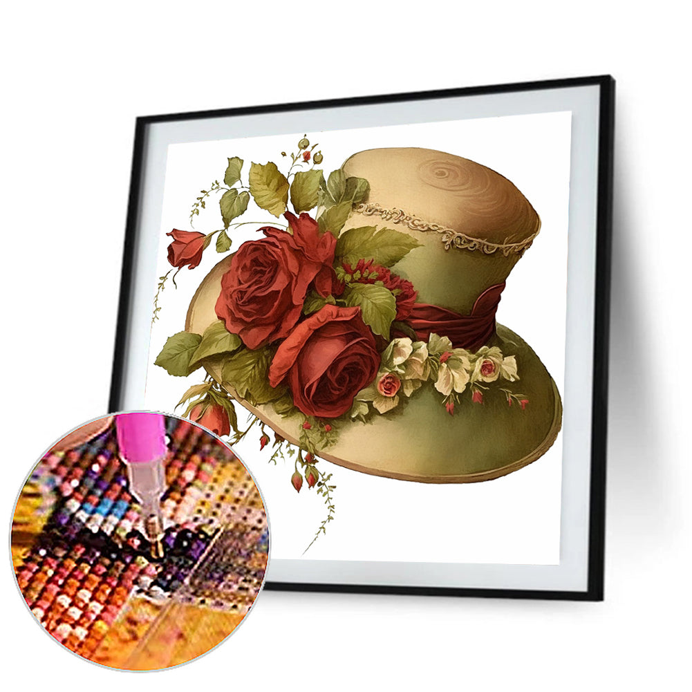 Rose Hat - Full Round Drill Diamond Painting 30*30CM