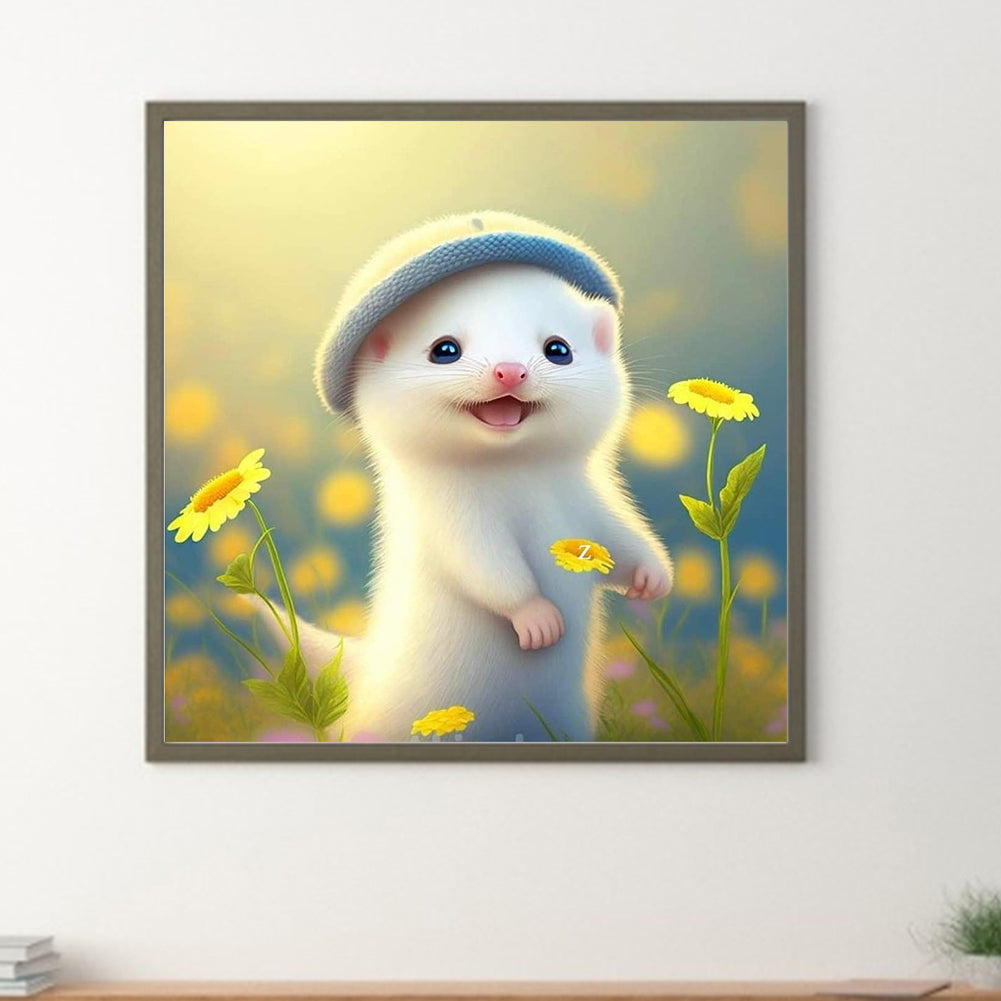 White Hamster - Full Round Drill Diamond Painting 30*30CM