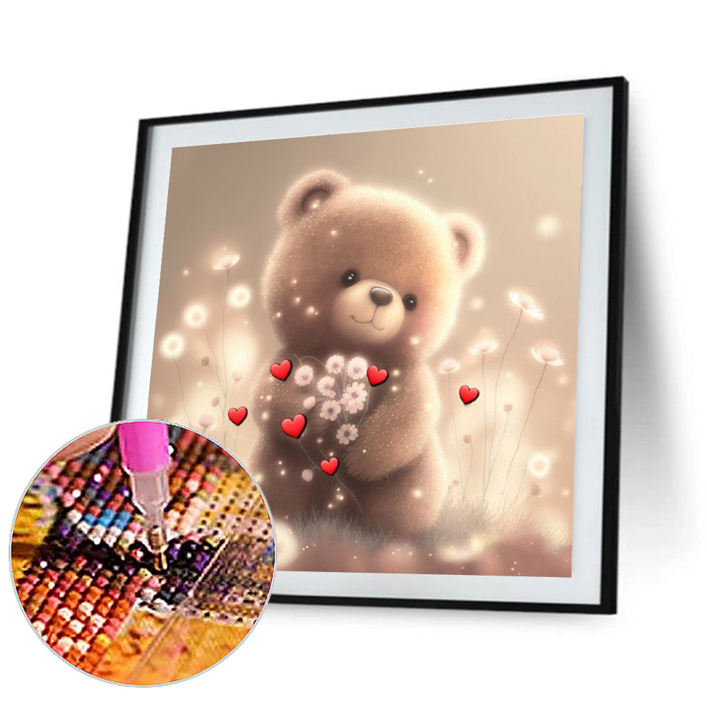 Take The Flower Bear - Full Round Drill Diamond Painting 30*30CM