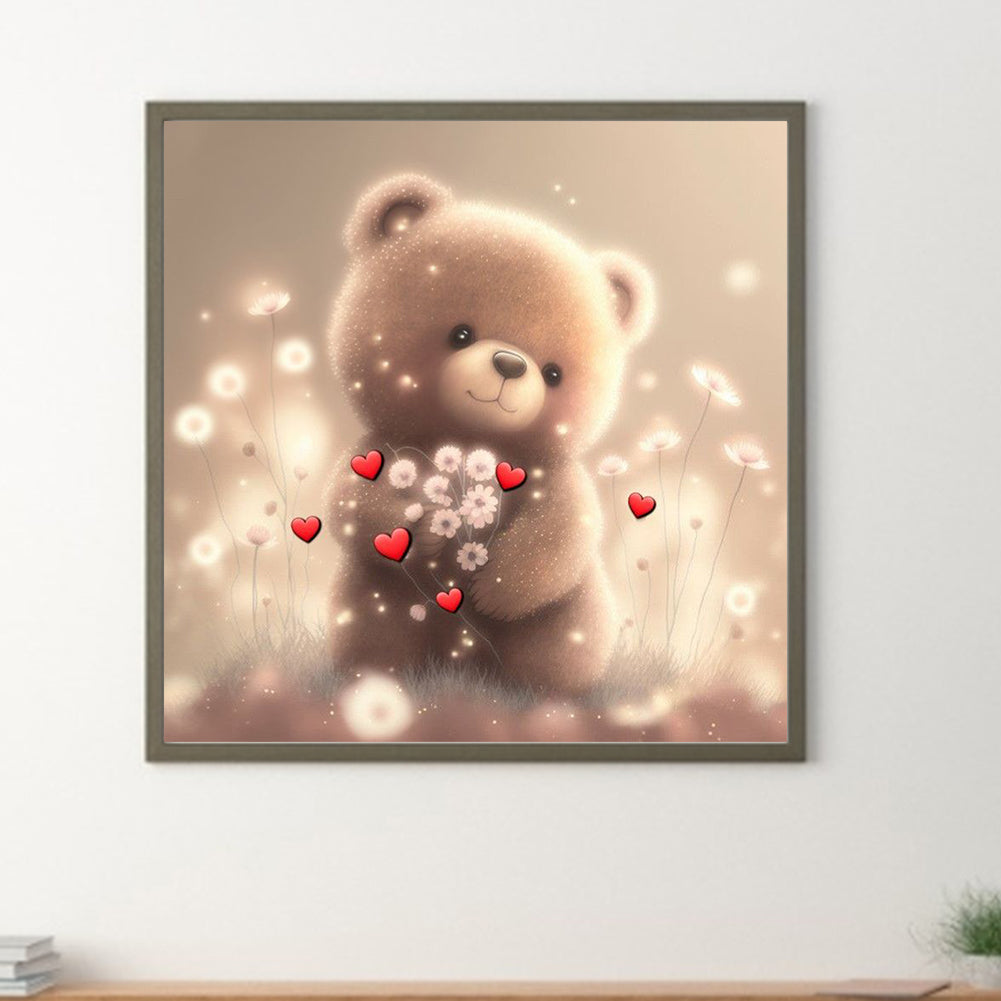 Take The Flower Bear - Full Round Drill Diamond Painting 30*30CM