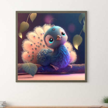 Cute Peacock - Full Round Drill Diamond Painting 30*30CM