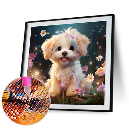 Flower Puppy - Full Round Drill Diamond Painting 30*30CM