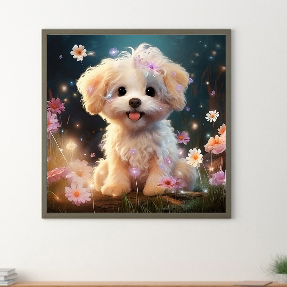 Flower Puppy - Full Round Drill Diamond Painting 30*30CM
