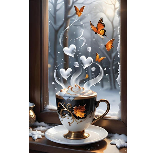 Coffee Butterfly - Full Round Drill Diamond Painting 40*60CM