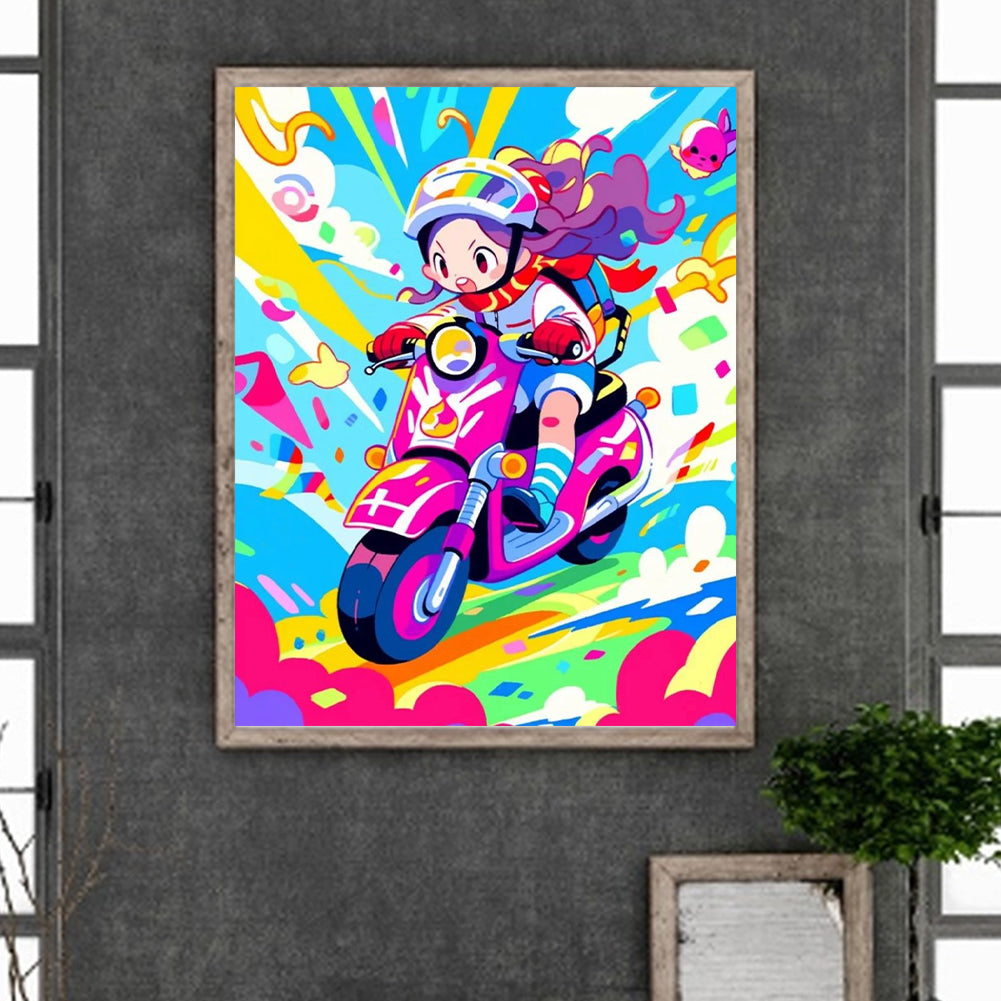 Motorcycle Girl - Full Round Drill Diamond Painting 40*50CM