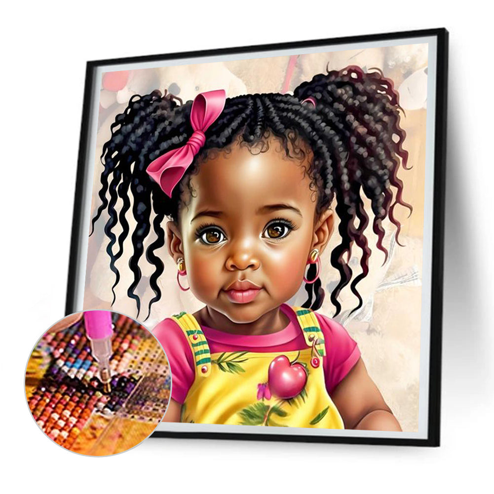 Curly Hair Girl - Full Round Drill Diamond Painting 30*30CM