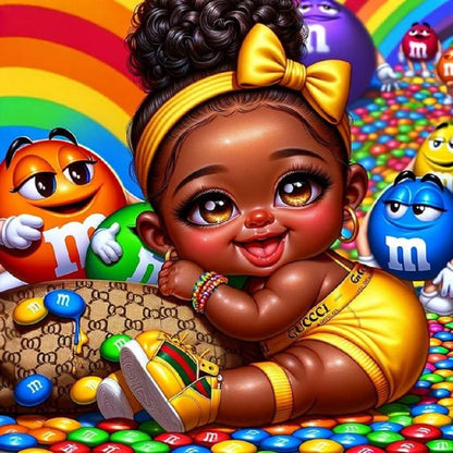 Chocolate Bean Girl - Full Round Drill Diamond Painting 30*30CM