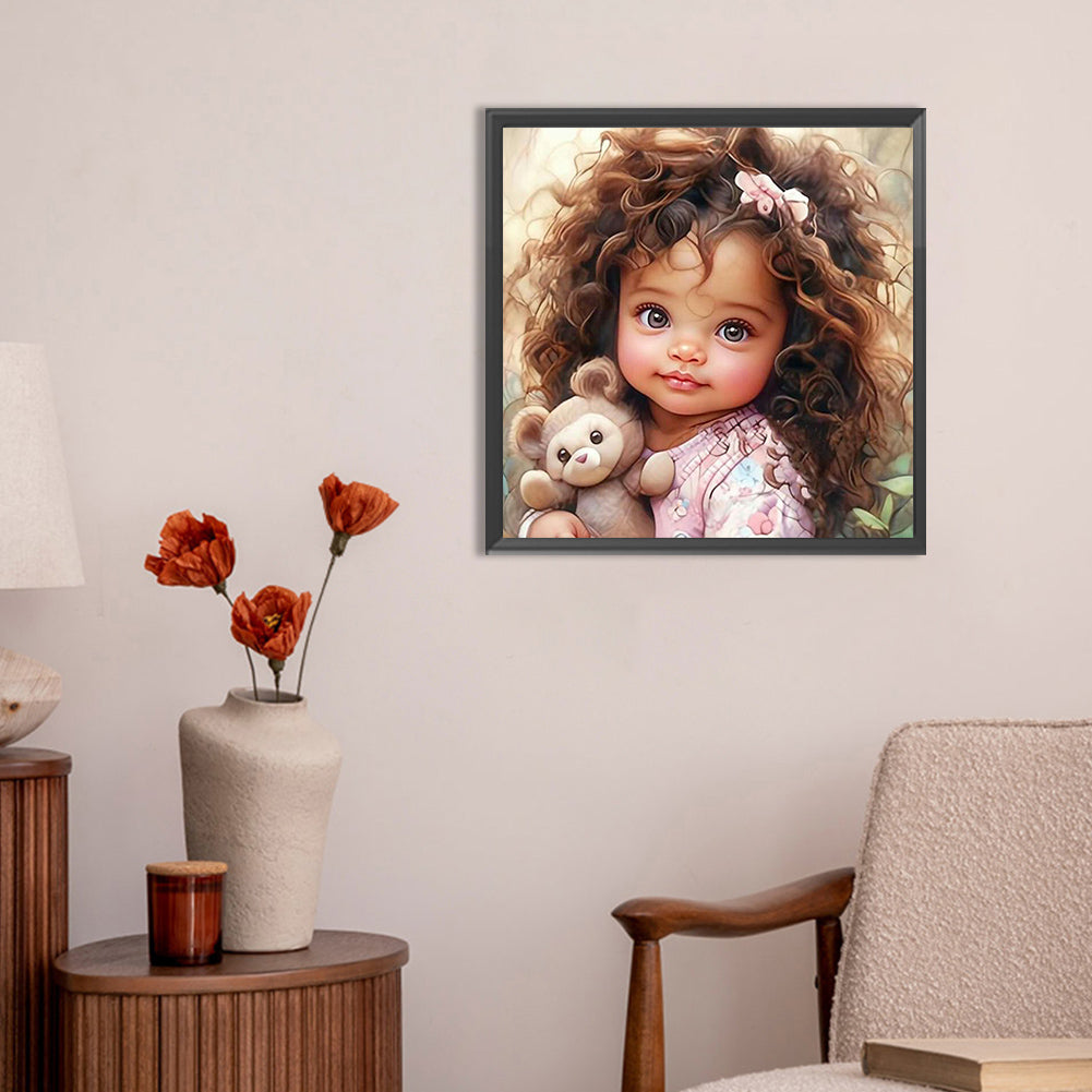 Bear And Girl - Full Round Drill Diamond Painting 30*30CM