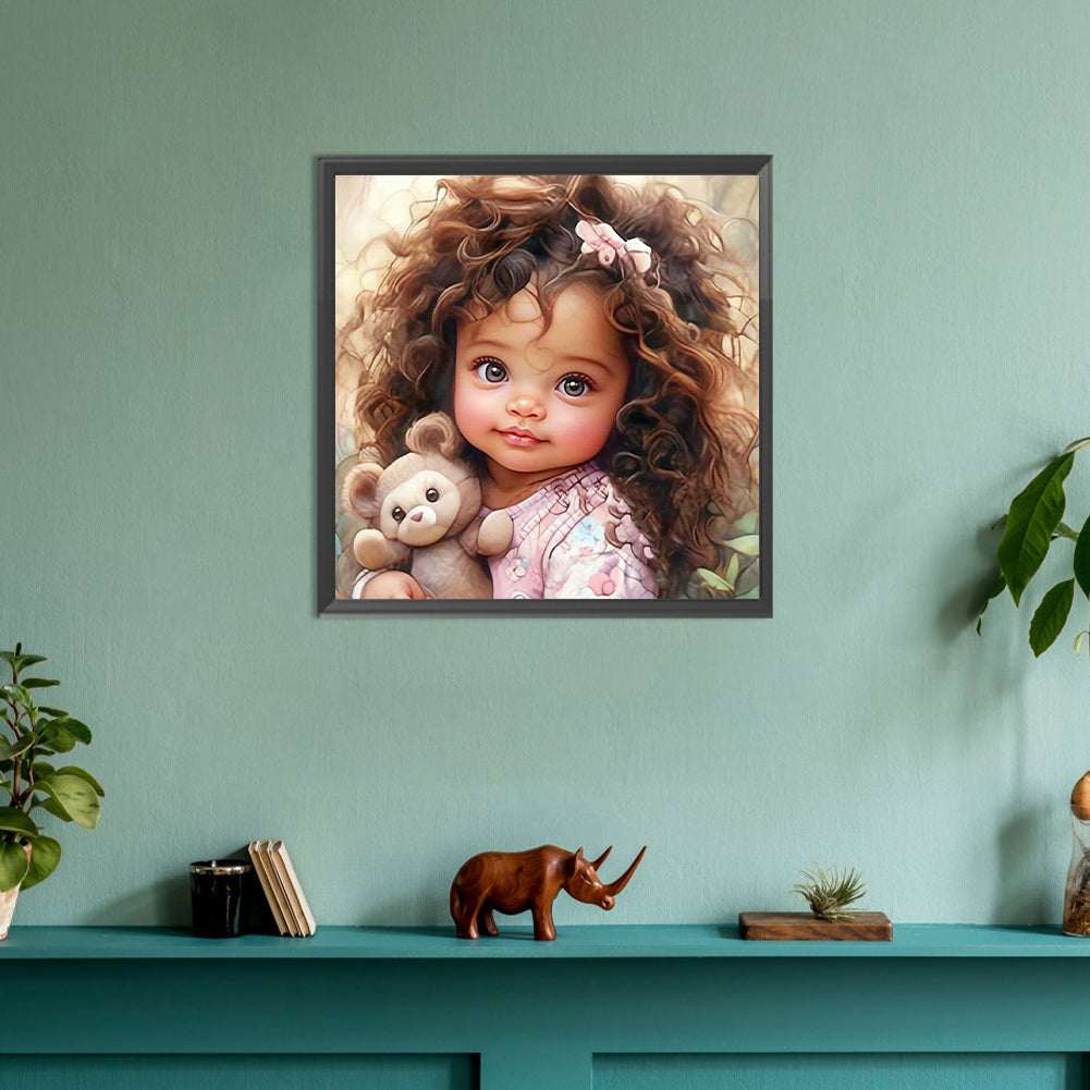 Bear And Girl - Full Round Drill Diamond Painting 30*30CM