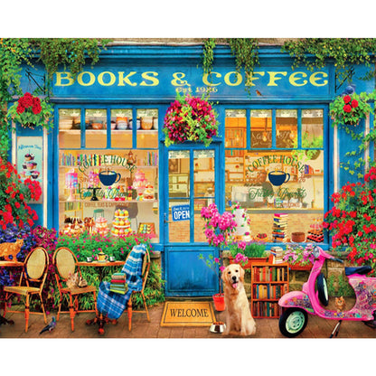 Books And Cafe - Full Round Drill Diamond Painting 50*40CM