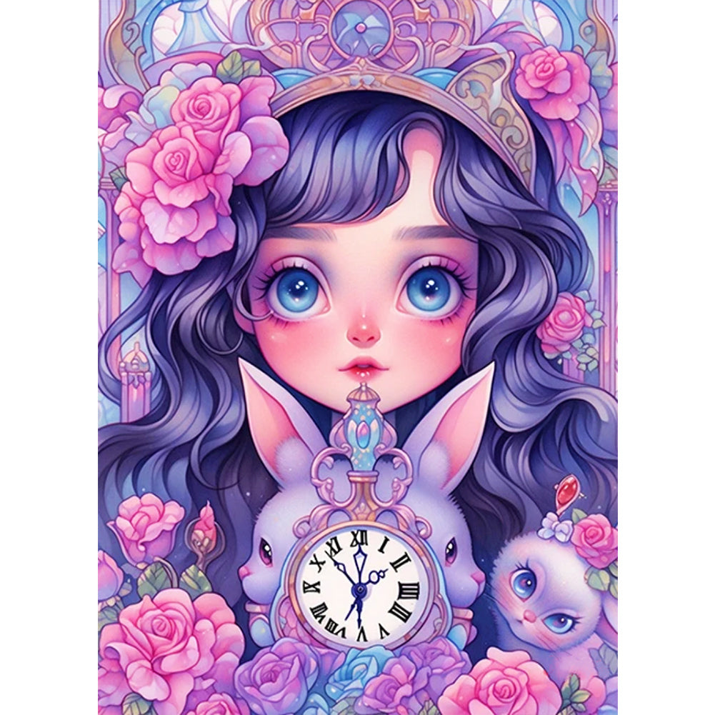 Girl And Bunny - Full Round Drill Diamond Painting 40*55CM