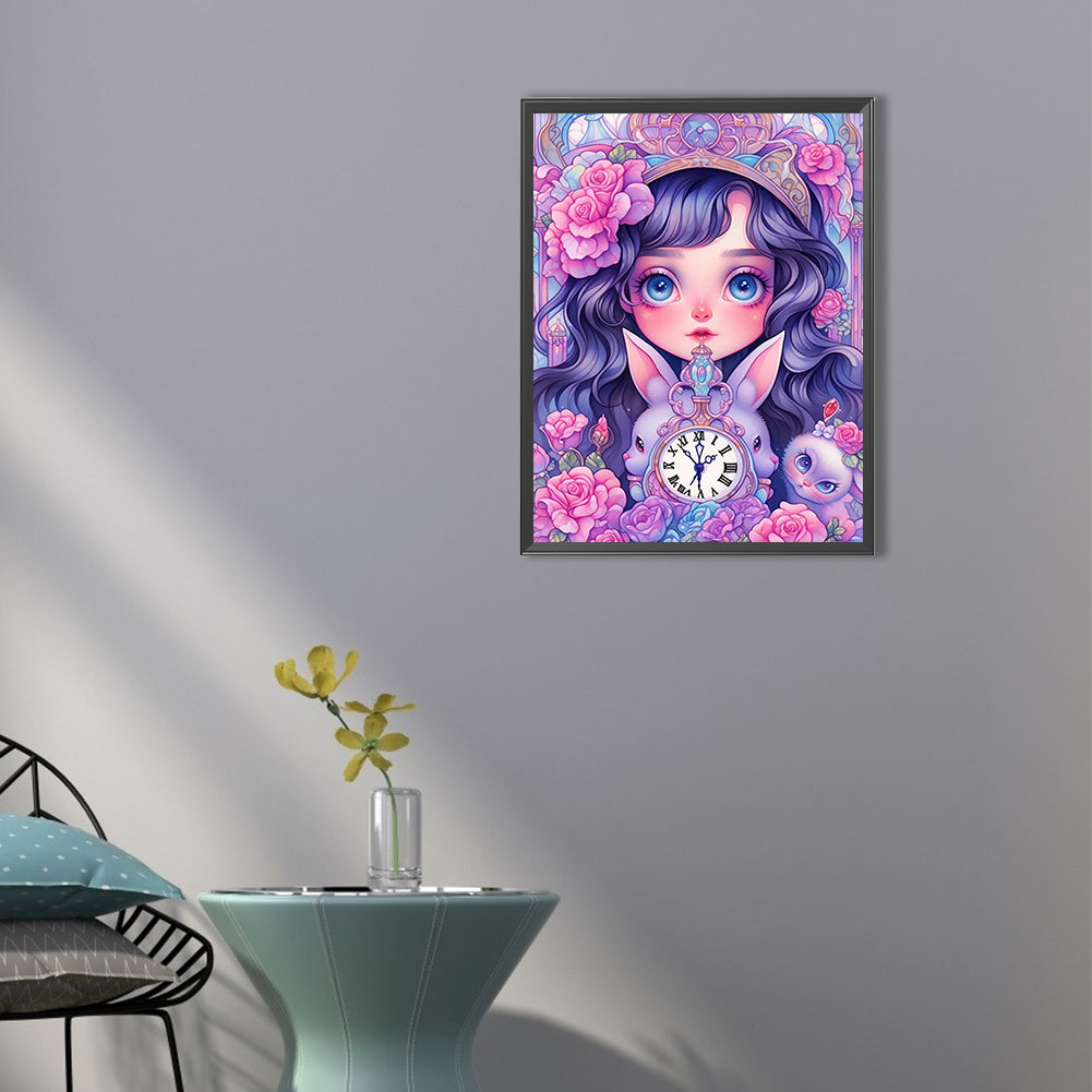 Girl And Bunny - Full Round Drill Diamond Painting 40*55CM