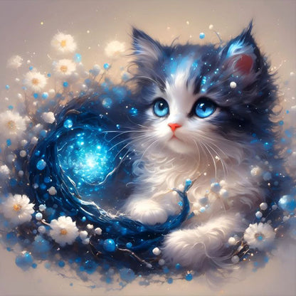 Flowers And Kittens - Full Round Drill Diamond Painting 30*30CM