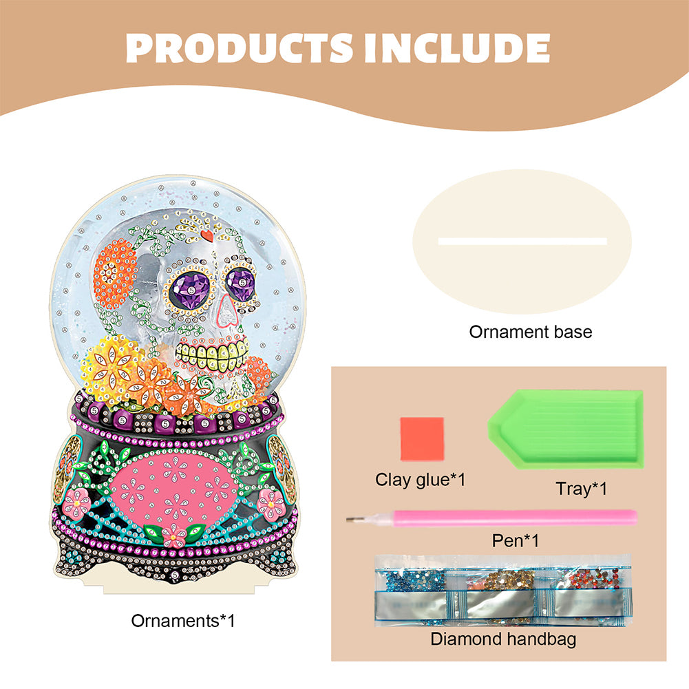 Special Shape Desktop Diamond Art Kits Skull Desktop Home Art Decor (Skull)