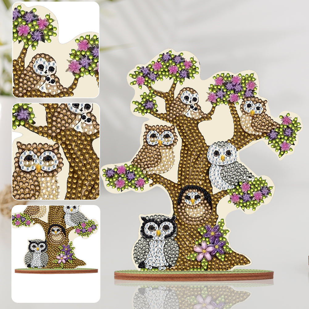 Special Shape Desktop Diamond Art Kits Cute Owl Desktop Home Art Decor (Owl)