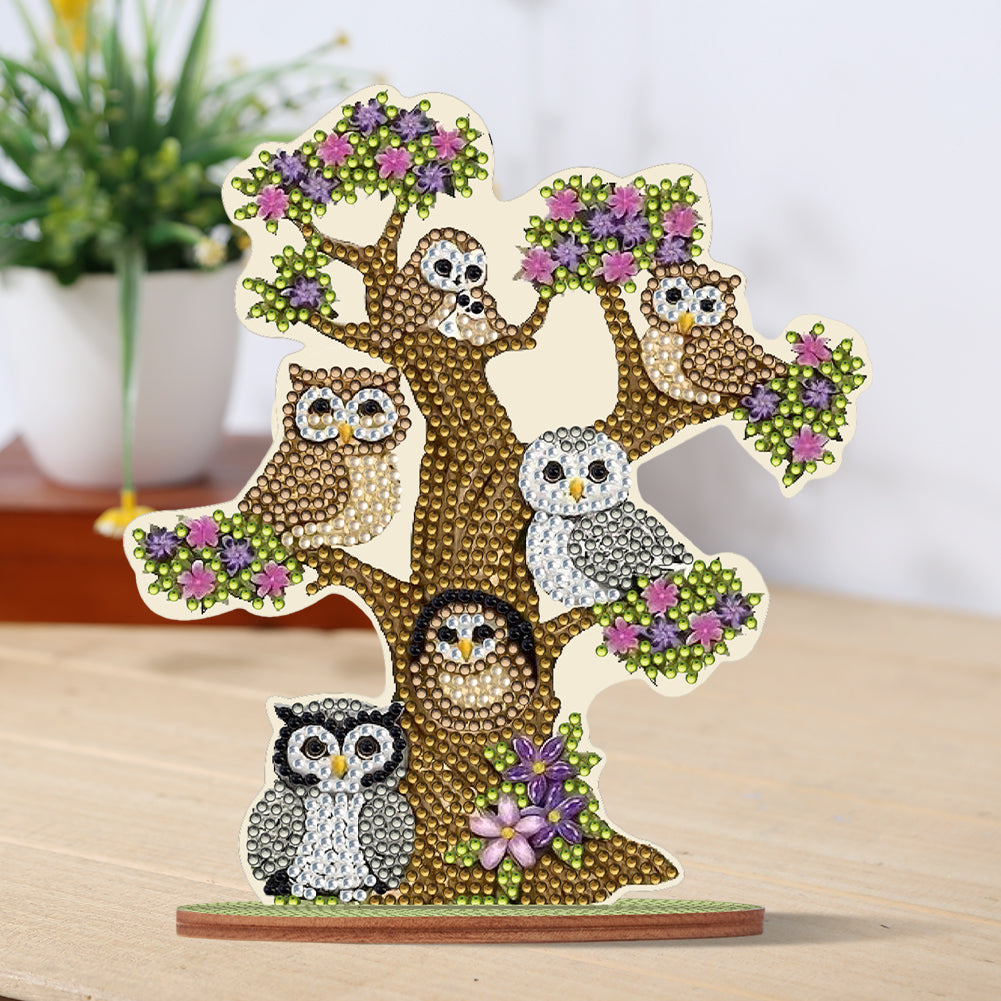 Special Shape Desktop Diamond Art Kits Cute Owl Desktop Home Art Decor (Owl)