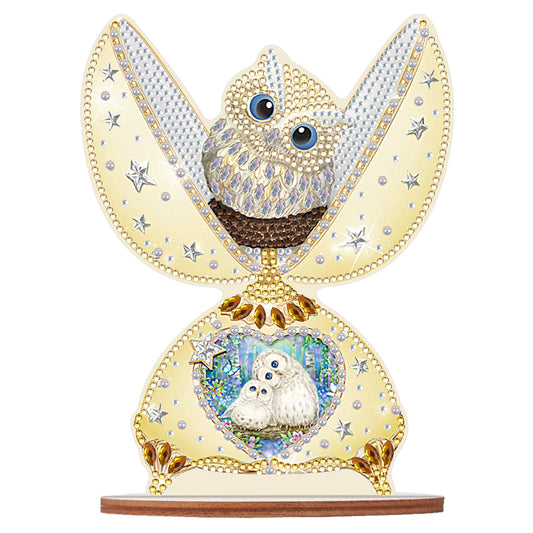 Special Shape Desktop Diamond Art Kits White Owl Desktop Home Art (White Owl)