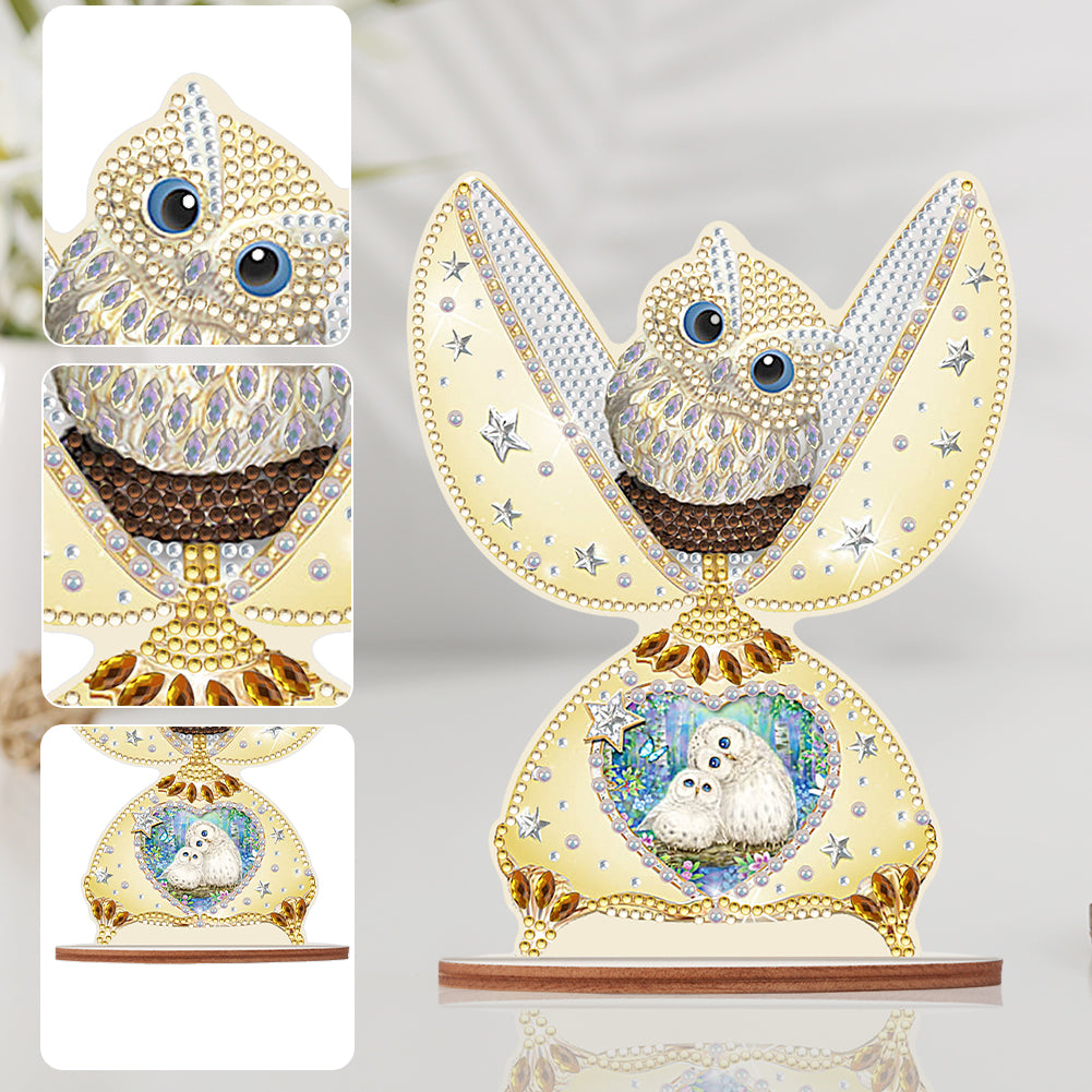 Special Shape Desktop Diamond Art Kits White Owl Desktop Home Art (White Owl)