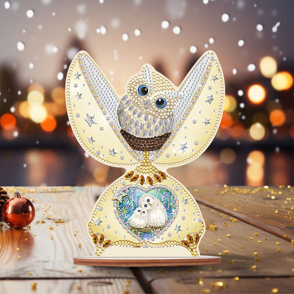 Special Shape Desktop Diamond Art Kits White Owl Desktop Home Art (White Owl)