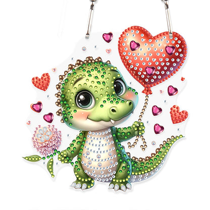 5D DIY Diamond Painting Dots Pendant Cute for Garden Window Decor (Crocodile)