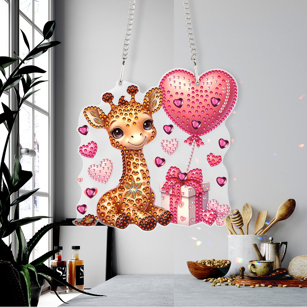5D DIY Diamond Painting Dots Pendant Cute for Garden Window Decor (Giraffe)