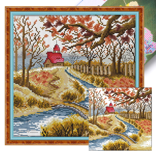 Korean Scenery (3) Autumn - 14CT Stamped Cross Stitch 29*29CM(Joy Sunday)
