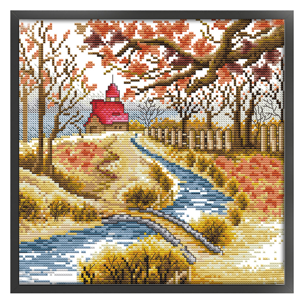 Korean Scenery (3) Autumn - 14CT Stamped Cross Stitch 29*29CM(Joy Sunday)