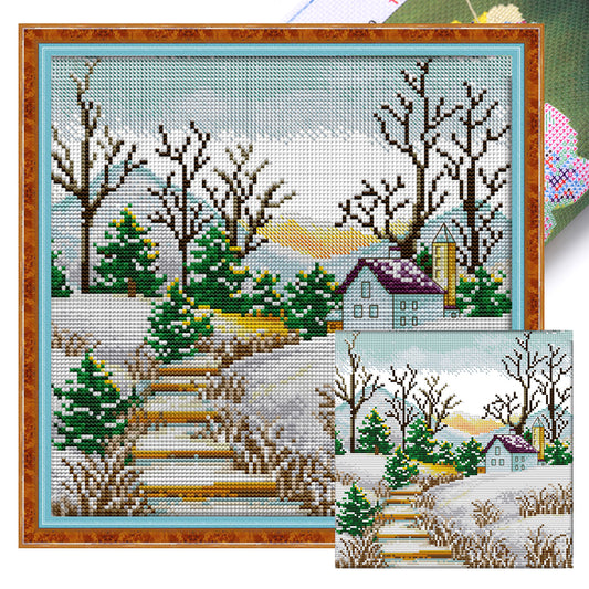 Korean Scenery (4) Winter - 14CT Stamped Cross Stitch 29*29CM(Joy Sunday)