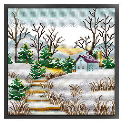 Korean Scenery (4) Winter - 14CT Stamped Cross Stitch 29*29CM(Joy Sunday)